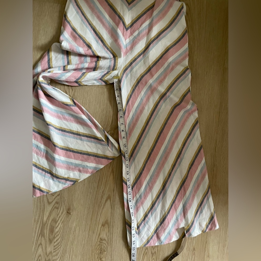 CHARLIE B Striped Linen Coastal Jumpsuit Wide Leg Pink White XS - Picture 9 of 16